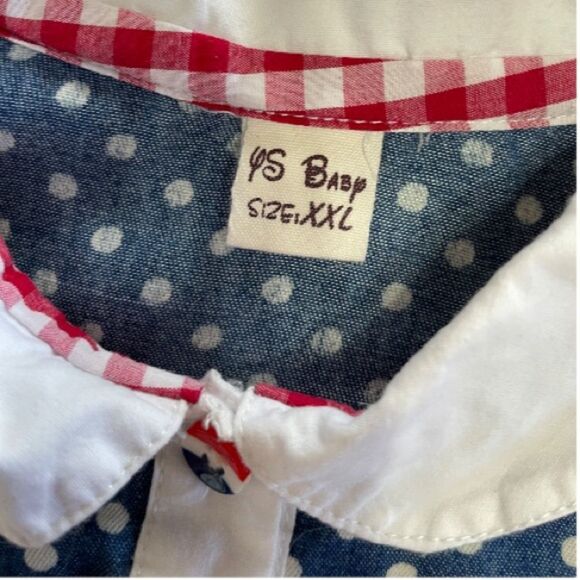 Vintage patriotic baby gingham blouse red white blue - Picture 9 of 9